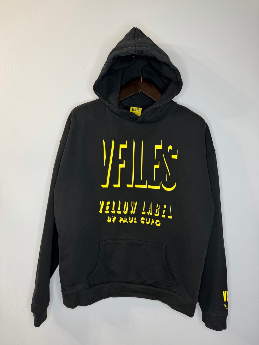 VFILES Shadow Label by Paul Cupo Logo Hoodie Sweatshirt Black Yellow Sz  M